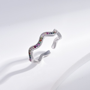 wholesale plata 925 sterling silver Geometric simple <b>ring</b> Everyday casual <b>open</b> fashion promise zircon 14k gold <b>rings</b> for women - Product Image 2