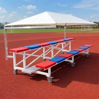 Gradas para Estadios, 2 Filas, Asientos de Aluminio y HDPE sin Respaldo, Plegables, Tipo Tip-N-Roll, Modulares, Longitud Personalizada, Color Personalizado, Capacidad de Carga de 250 Libras