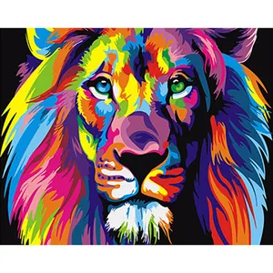 Sayılar tarafından diy boya boyama tuval oturma odası dekorasyon fil akrilik boya aslan diy boya numaraları