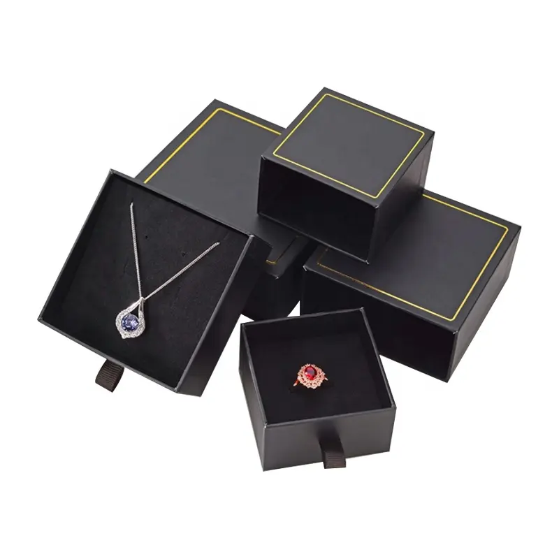 Hot Sale Custom Logo Rigid Cardboard necklace Earring packaging gift box Recyclable Sliding Drawer Luxury jewelry paper box
