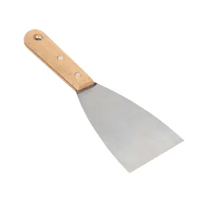 Cuchillo de masilla flexible de acero inoxidable/carbono, papel tapiz duradero con mango de madera