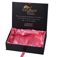 Perruque personnalisée en satin avec fermeture en ruban Boîte de rangement pour cadeau d'accessoires Gaufrage avec revêtement UV pour extensions de cheveux humains Paquets de cheveux tissés