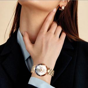 Montre à quartz pour femme, vente chaude, OEM ODM, cadran en verre diamant, bracelet en acier inoxydable, étanche, cadran à aiguilles simple, style coréen - Product Image 6