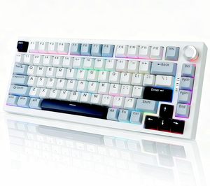Wireless Mechanical Keyboard with <strong>Knob</strong> Backlit Side Printed PBT Keycaps 2.4GHz USB-C BT5.0 Mechanical Gaming Keyboards - Product Image 1