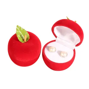 Olai Stock Apple Flocking Velvet Gift Gift Ring Pendant Chain Jewelry Box Packaging