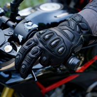 Gants de course en fibre de carbone pour moto, en cuir, à doigts entiers, compatibles écran tactile, antidérapants, de protection pour hommes et femmes