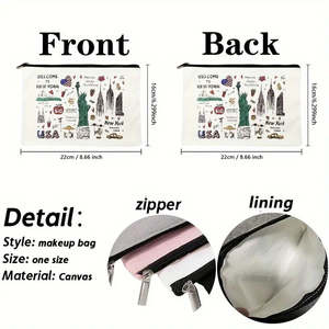 Trousse de Maquillage Personnalisée Grande Taille à Motif Souvenir de <span class=keywords><strong>New</strong></span> <span class=keywords><strong>York</strong></span>, Sac de <span class=keywords><strong>Voyage</strong></span> pour Articles de Toilette, Pochette Cosmétique, Cadeau pour Enterrement de Vie de Jeune Fille - Product Image 2