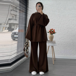 <span class=keywords><strong>Pantaloni</strong></span> da <span class=keywords><strong>donna</strong></span> in tinta unita a due pezzi realizzati con abiti Casual musulmani in poliestere da indossare ogni giorno o da indossare quotidianamente in tacchino - Product Image 5