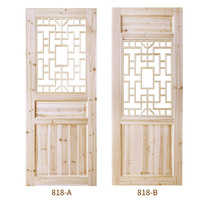 Porte intérieure en bois massif de sapin avec grille en bois et vitrage, durable, pour chambre – Vente en gros usine