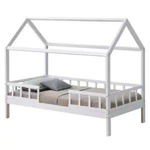 Деревянный каркас для детской кровати, белый игровой дом, каркас для кровати, Монтессори, односпальная Выдвижная кровать