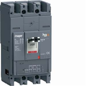 HMW250LR ปรับแต่งได้ด้วยเซอร์กิตเบรกเกอร์แบบหล่อขึ้นรูปของ Hagers รุ่น h3+ P630 LSIG 3P 50kA 250A - Product Image 1