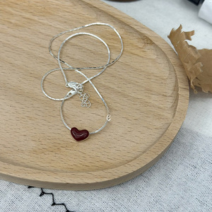 Umi Studio <b>Black</b> <b>Heart</b> Necklace S925 Sterling Silver Women's Minimalist Everyday Wear - Product Image 4