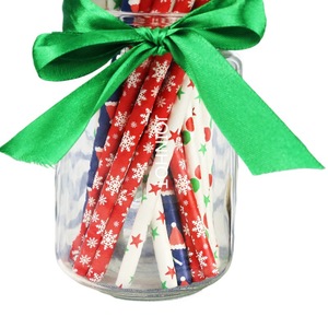 Christmas <b>Paper</b> Straws 8 Mm Disposable <b>Biodegradable</b> For Party Drinks - Product Image 1