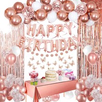 Vente chaude Nouveaux ModelsRose Or Anniversaire Ballon Ensemble Joyeux Anniversaire Bannière Décoration Scène De Fête Décoration Ballon Ensemble