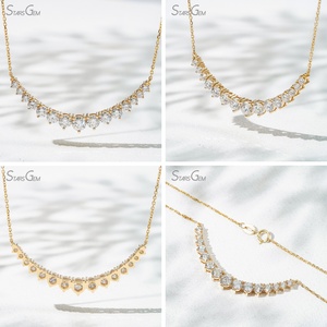 Stasgem 18k Solid Gold Round Brilliant Cut Pave Lab <b>Diamond</b> <b>Necklace</b> With IGI Certificate For Women - Product Image 3