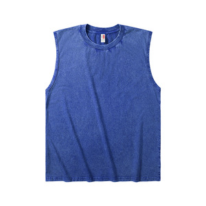 Acid-washed Pattern Casual Knitted 230gsm 100% Cotton Breathable Quick Dry Anti-Pilling Regular Fit Sleeveless Vest T-Shirt Men - Product Image 6