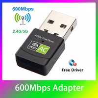 Controlador gratuito adaptador WIfi 600 Mbps banda Dual 2,4 GHz y 5GHz USB2.0 Wifi tarjeta de red Wifi Dongle 802.11n/G/A/AC RTL8811CU Win7/8/10