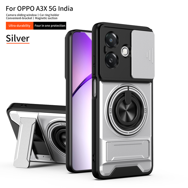Hard Armor Shockproof Magnetic Mobile Accessories Cell Phone Back Cover Case for Oppo A3X 5G India