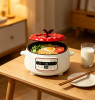 Casserole électrique avec couvercle en verre, chauffage réglable, cuisinière multifonction pour usage domestique et hôtelier