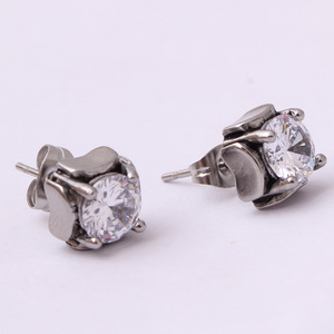 <b>Stud</b> <b>Earrings</b> Geometric Red Zircon Claw Setting Stainless Steel For Women - Product Image 2
