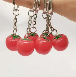 Heiß verkaufendes Harz Cartoon Fruchtform Schlüssel anhänger Ring Tomate Poly resin Schlüssel bund