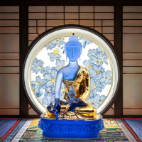 Peinture murale bouddhiste personnalisée en verre de cristal, écologique, de luxe, traditionnelle, Bouddha de la médecine, décoration intérieure religieuse bouddhiste