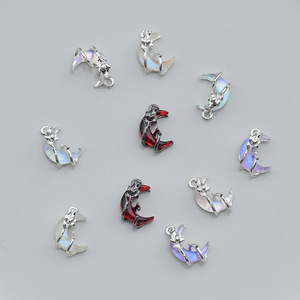 Alloy Moon Pendant DIY Jewelry Findings White Pink Purple Blue <b>Red</b> Gun Metal Plated For Earrings <b>Bracelets</b> Necklaces - Product Image 3
