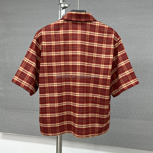 เสื้อเชิ้ตลำลองแขนสั้นสำหรับผู้ชายเสื้อเชิ้ตลายสก็อตติดกระดุมเสื้อโปโลผ้าฝ้ายถักบ็อกซี่สำหรับฤดูร้อน - Product Image 2