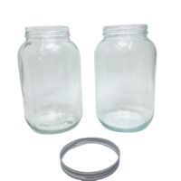 Toples kaca acar dengan tutup logam, toples Mason mulut lebar 1 galon isi 4L