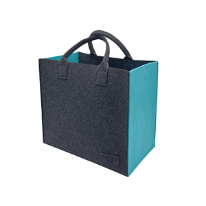 Bolsa de Mano Abierta Personalizada de Fieltro de Lana de Dos Tonos, Bordada, Negra y Gris, Ecológica, Reutilizable, para Mujeres, Regalos, Portátil, Compras, 35x30x15cm - Product Image 2