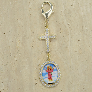 Colgantes DIY de cruz chapados en oro de 14k con patrón personalizado de San Judas, Virgen María y Niño Jesús para collar, llavero, bolso y <span class=keywords><strong>coche</strong></span>, al por mayor - Product Image 5