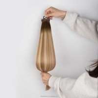 Extensions de cheveux humains vierges à trame papillon, douces et lisses, faciles à installer, avec système de fixation Genius Hole, personnalisables