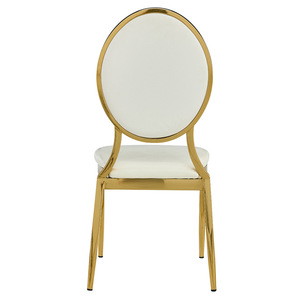 Chaise de banquet empilable pour hôtel, mariage ou réception, avec dossier rond, cadre en or et argent, coussin en cuir polyuréthane ou en tissu - Product Image 4