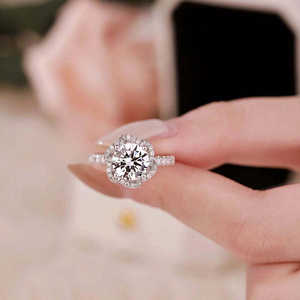 แหวนแต่งงานเพชรทรงกลมเจียระไนแบบบริลเลียนท์ ทองคำ 18k ใหม่ สีขาว G คุณภาพสูง เครื่องประดับหรูหรา - Product Image 2