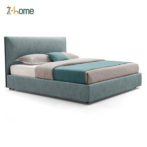 Resorte de caja europeo cama doble tapizada suave y duradera diseño minimalista de madera de alerce sólida directa de fábrica al por mayor - Product Image 1