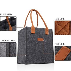 Sac de rangement pour vin en feutre de laine polyvalent avec logo personnalisé pour les voyages et la maison, capacité de 6 bouteilles - Product Image 2