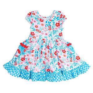 Robe pour enfants à imprimé floral printanier, vêtements pour enfants de qualité supérieure, fabrication sur mesure, vente en gros, robes en coton pour filles - Product Image 1