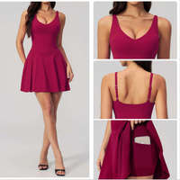 Robe de tennis d'été, robe de yoga une pièce, robe de golf, bretelles réglables, vêtements de sport pour femmes, jupe de tennis, robe de pilates pour femmes