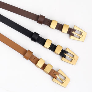 Cinturón de Cuero Genuino, Piel de Vaca, Hebilla Rectangular de Aleación, Duradero, Casual, Elegante, para el Día a Día, Tiyo ABB0187, 2.0cm, Bordado, Negro, Marrón - Product Image 1