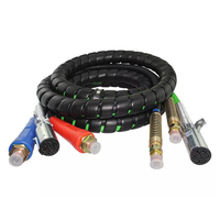 Cordon électrique chauffant en spirale 3 en 1 avec âme en cuivre ABS, assemblages de tuyaux d'air en caoutchouc et de flexibles tressés en polyester, cordon de remorque SAE J1402