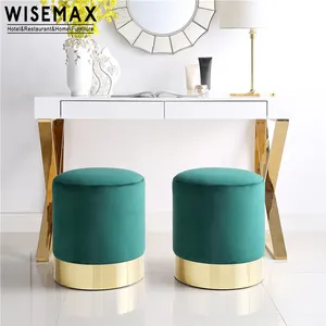 Wisemax เก้าอี้สตูลทรงกลมฐานโลหะสีทองเฟอร์นิเจอร์โมเดิร์นเฟอร์นิเจอร์ผ้ากำมะหยี่สีชมพูสำหรับห้องนั่งเล่น