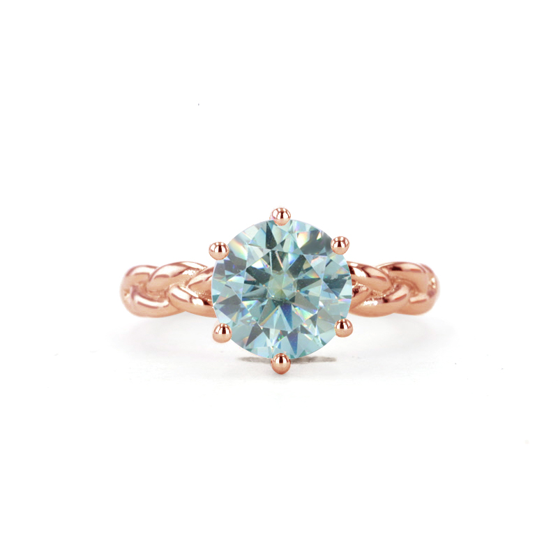 Moissanite blu + oro rosa