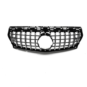 Parrilla Delantera para Mercedes-Benz Clase CLA W117, Modelo GT, Totalmente Negra con Franjas Verticales Plateadas, ABS - Product Image 3