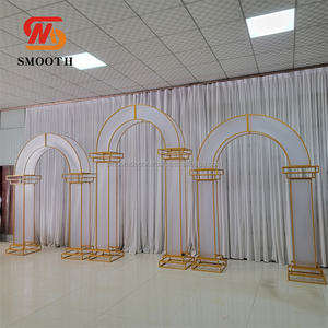 SMOOTH Ensemble de 3 supports d'arche de mariage rectangulaires en fer doré brillant avec design miroir pour décoration florale de cérémonie - Product Image 6