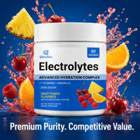 Poudre d'électrolytes hydratante Qbioflex OEM/ODM, saveur punch aux fruits, enrichie en 7 vitamines et minéraux pour soutenir le système immunitaire