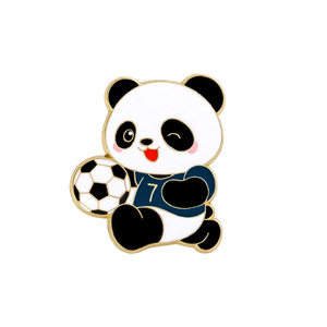 Lindos pines de esmalte de panda futbolista con balones de fútbol en uniformes deportivos coloridos para regalos y coleccionables - Product Image 3