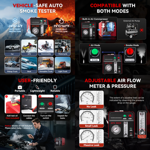 Analyseur de fumée de moteur de voiture Podofo pour détecteur de fuite Testeur de voiture Camions Outil de diagnostic portable Pression d'air - Product Image 2