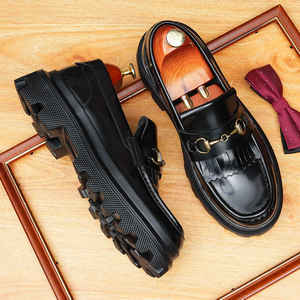 Grande promotion : Mocassins décontractés pour hommes en cuir de vachette, semelle épaisse de 4 cm, tendance mode, chaussures polyvalentes pour le quotidien et les trajets quotidiens - Product Image 3