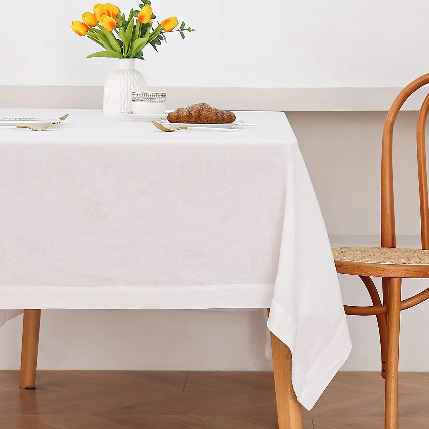Mantel de lino 100% puro para mesa de banquete, cubierta de tela para decoración de mesa de cocina