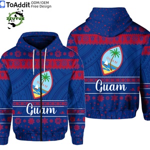 Hombres de peso pesado Guam <span class=keywords><strong>Navidad</strong></span> de alta calidad de gran tamaño Zip up Hoodie logotipo personalizado Full Zip up <span class=keywords><strong>Felis</strong></span> Pasgua Hoodie para hombres - Product Image 3